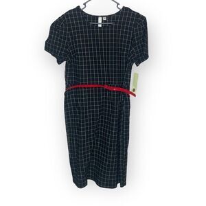 NWT Tacera Black and white plaid belted Dress size Large